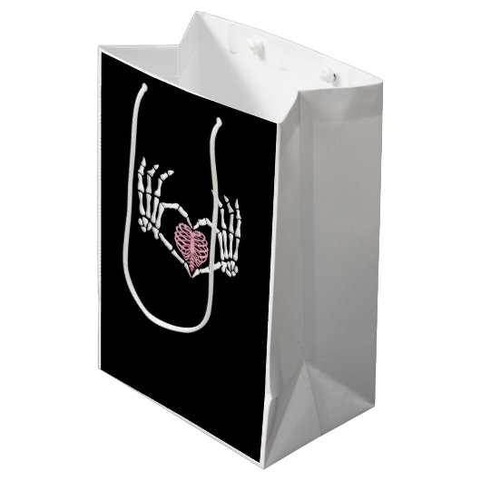 Skeleton Hand Hart Grappig Halloween Vrouwen Manne Medium Cadeauzakje (Voorkant Gekanteld)