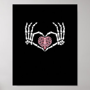 Skeleton Hand Hart Grappig Halloween Vrouwen Manne Poster
