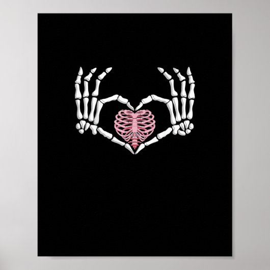 Skeleton Hand Hart Grappig Halloween Vrouwen Manne Poster (Voorkant)
