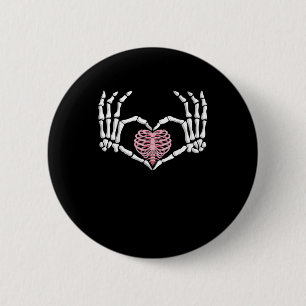 Skeleton Hand Hart Grappig Halloween Vrouwen Manne Ronde Button 5,7 Cm