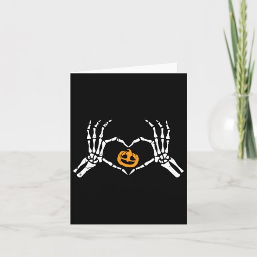 Skeleton Hand Hart Halloween Kostuum Botten Pumpki Kaart (Voorkant)