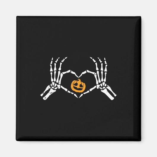 Skeleton Hand Hart Halloween Kostuum Botten Pumpki Magneet (Voorkant)