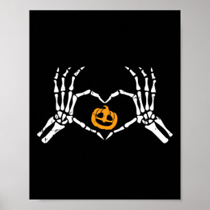 Skeleton Hand Hart Halloween Kostuum Botten Pumpki Poster