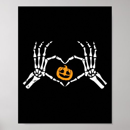 Skeleton Hand Hart Halloween Kostuum Botten Pumpki Poster (Voorkant)