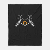 Skeleton Hand Hart Halloween Kostuum Pompoen Fleece Deken (Voorkant)