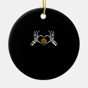 Skeleton Hand Hart Halloween Kostuum Pompoen Keramisch Ornament