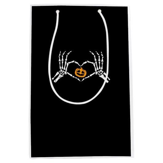 Skeleton Hand Hart Halloween Kostuum Pompoen Medium Cadeauzakje (Voorkant)