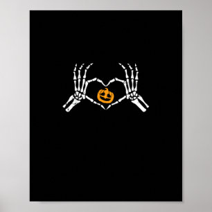 Skeleton Hand Hart Halloween Kostuum Pompoen Poster