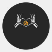 Skeleton Hand Hart Halloween Kostuum Pompoen Ronde Sticker (Voorkant)