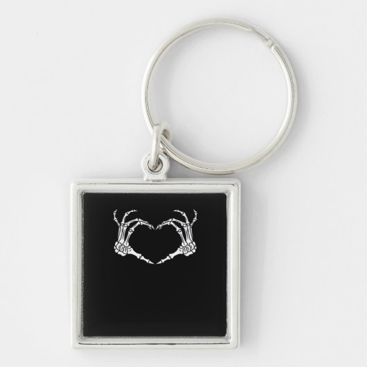 Skeleton Hand Hart Halloween Ontwerp Sleutelhanger (Voorkant)