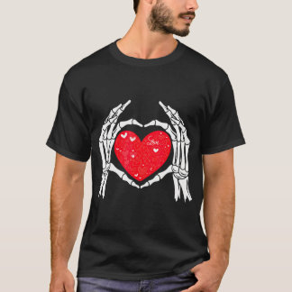 Skeleton Hand Hart Liefde Valentijnsdag Mannen Vro T-shirt