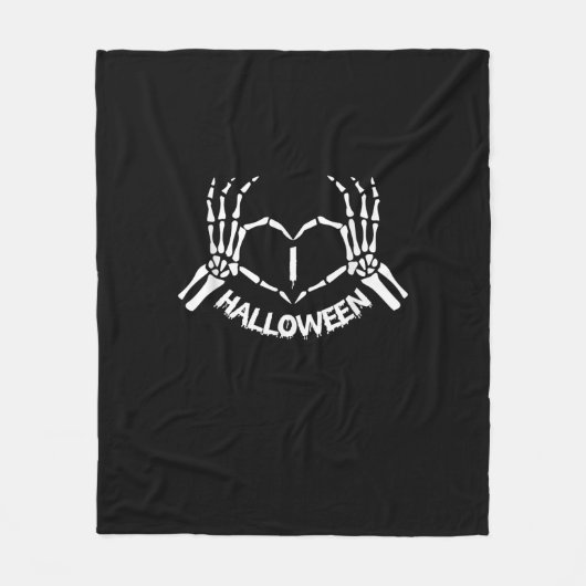 Skeleton Hand Hart Lui Halloween Kostuum Grappig Fleece Deken (Voorkant)