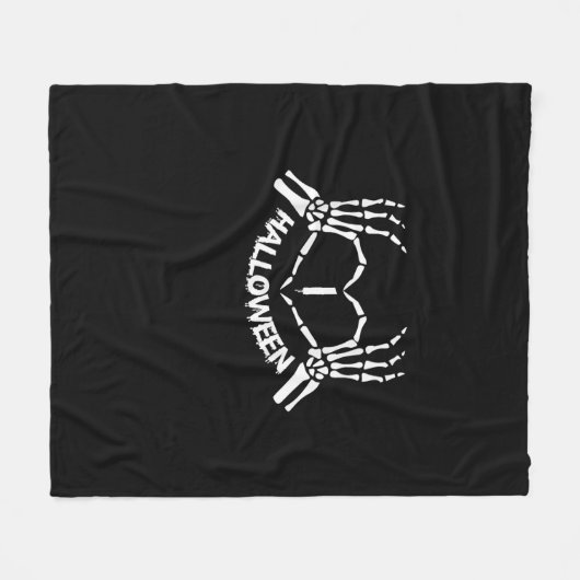 Skeleton Hand Hart Lui Halloween Kostuum Grappig Fleece Deken (Voorkant (Horizontaal))