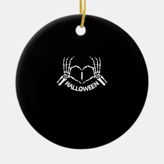 Skeleton Hand Hart Lui Halloween Kostuum Grappig Keramisch Ornament (Voorkant)