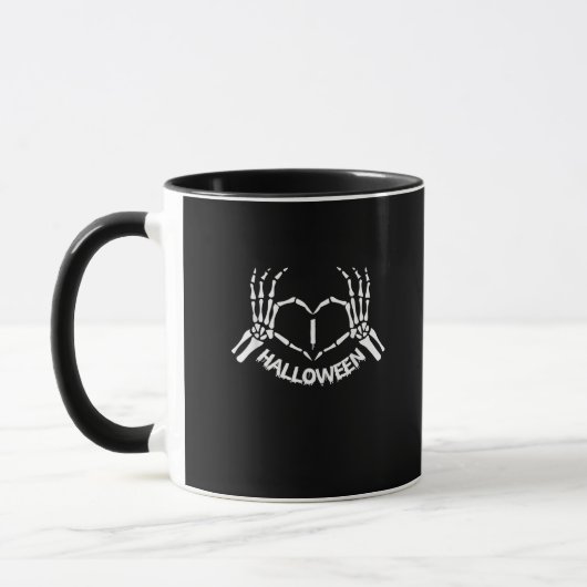 Skeleton Hand Hart Lui Halloween Kostuum Grappig Mok (Links)