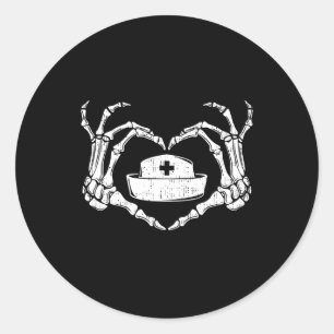 Skeleton Hand Hart Lui Halloween Kostuum Grappig N Ronde Sticker