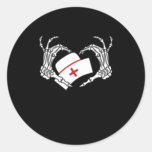 Skeleton Hand Hart Luie DIY Halloween Kostuum Nur Ronde Sticker (Voorkant)