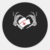 Skeleton Hand Hart Luie DIY Halloween Kostuum Nur Ronde Sticker (Voorkant)