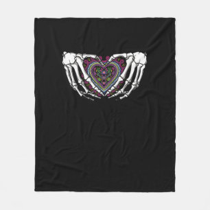 Skeleton Hand Hart Muertos Mexicaanse Dag van de D Fleece Deken