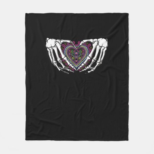 Skeleton Hand Hart Muertos Mexicaanse Dag van de D Fleece Deken (Voorkant)