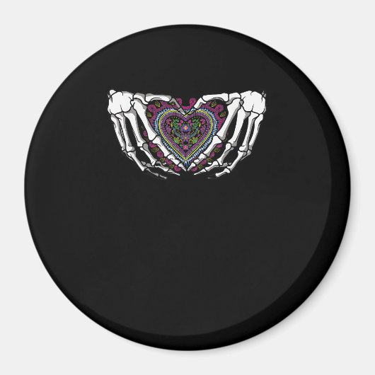 Skeleton Hand Hart Muertos Mexicaanse Dag van de D Magneet (Voorkant)