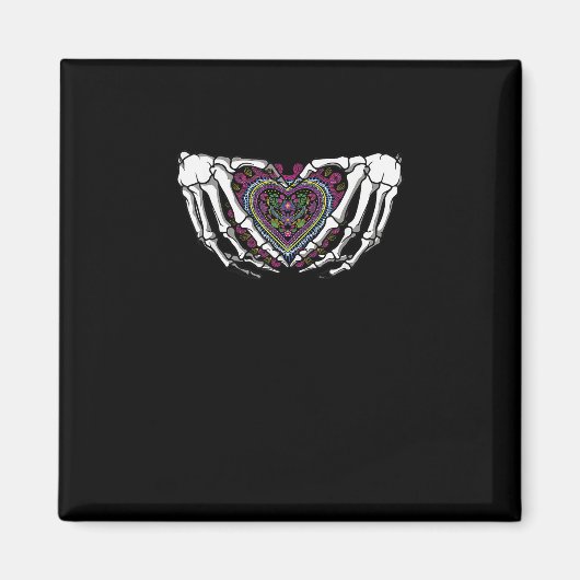 Skeleton Hand Hart Muertos Mexicaanse Dag van de D Magneet (Voorkant)