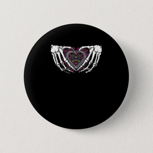 Skeleton Hand Hart Muertos Mexicaanse Dag van de D Ronde Button 5,7 Cm (Voorkant)