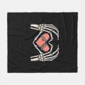 Skeleton Hand Hart Skateboard Valentijnsdag Funn Fleece Deken (Voorkant (Horizontaal))