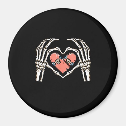 Skeleton Hand Hart Skateboard Valentijnsdag Funn Magneet (Voorkant)