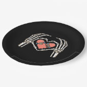 Skeleton Hand Hart Skateboard Valentijnsdag Funn Papieren Bordje (Gekanteld)