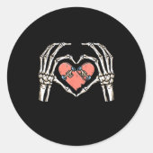 Skeleton Hand Hart Skateboard Valentijnsdag Funn Ronde Sticker (Voorkant)