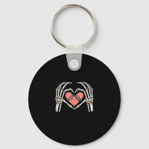 Skeleton Hand Hart Skateboard Valentijnsdag Funn Sleutelhanger