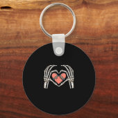 Skeleton Hand Hart Skateboard Valentijnsdag Funn Sleutelhanger (Voorkant)