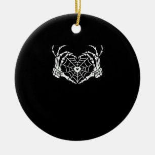 Skeleton Hand Hart Spiderweb Halloween Cobweb Par Keramisch Ornament