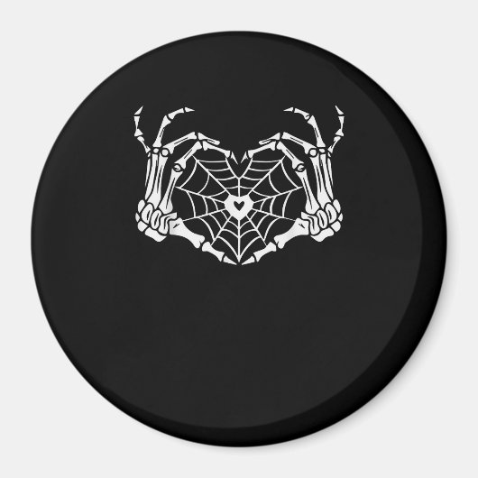 Skeleton Hand Hart Spiderweb Halloween Cobweb Par Magneet (Voorkant)