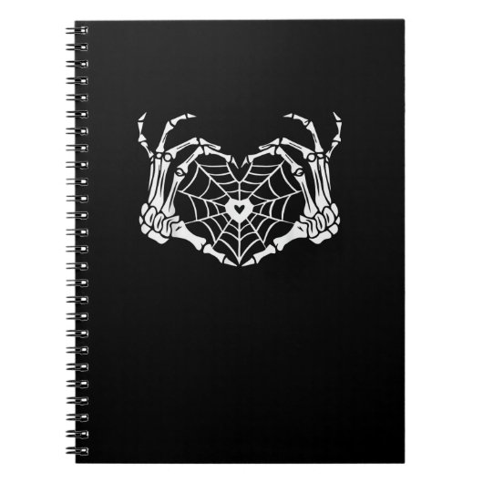 Skeleton Hand Hart Spiderweb Halloween Cobweb Par Notitieboek (Voorkant)