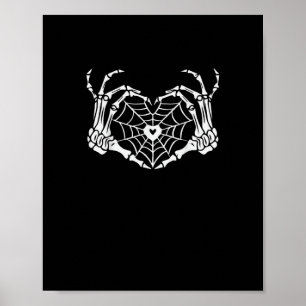 Skeleton Hand Hart Spiderweb Halloween Cobweb Par Poster