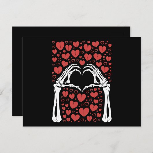 Skeleton Hand Hart Valentijnsdag Funny Love Briefkaart (Voorkant / Achterkant)