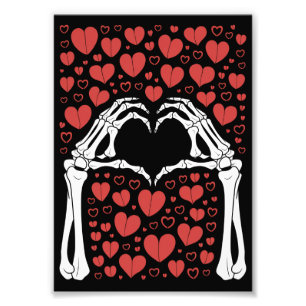 Skeleton Hand Hart Valentijnsdag Funny Love Foto Afdruk