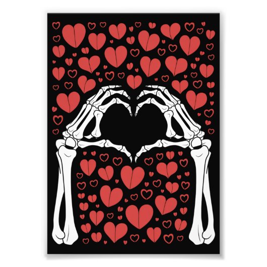 Skeleton Hand Hart Valentijnsdag Funny Love Foto Afdruk (Voorkant)