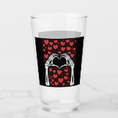 Skeleton Hand Hart Valentijnsdag Funny Love Glas (Voorkant)