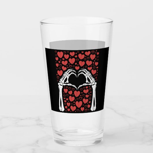 Skeleton Hand Hart Valentijnsdag Funny Love Glas (Voorkant)