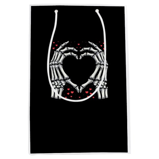 Skeleton Hand Hart Valentijnsdag Funny Paar Medium Cadeauzakje (Voorkant)