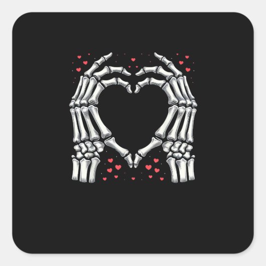 Skeleton Hand Hart Valentijnsdag Funny Paar Vierkante Sticker (Voorkant)