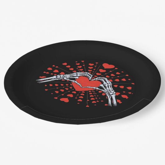 Skeleton Hand Hart Valentijnsdag Grappig 2025 Hore Papieren Bordje (Gekanteld)