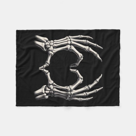 Skeleton Hand Hart Xray Retro Grappige Halloween C Fleece Deken (Voorkant (Horizontaal))