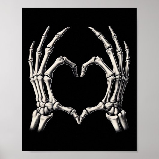 Skeleton Hand Hart Xray Retro Grappige Halloween C Poster (Voorkant)