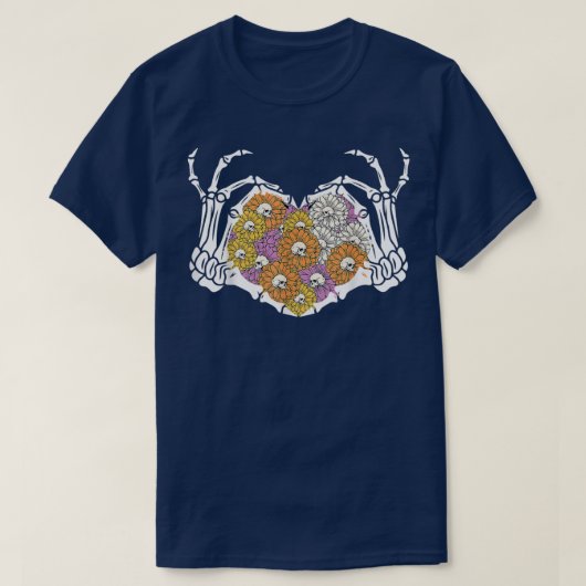  Skeleton Hand Heart Flower Costume Funny H T-shirt (Design voorkant)