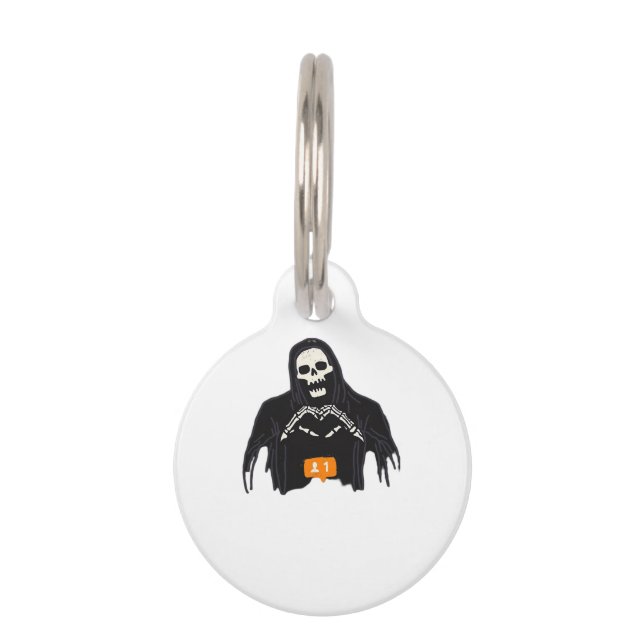 Skeleton Hand Heart Follower Classic Huisdierpenning (Voorkant)