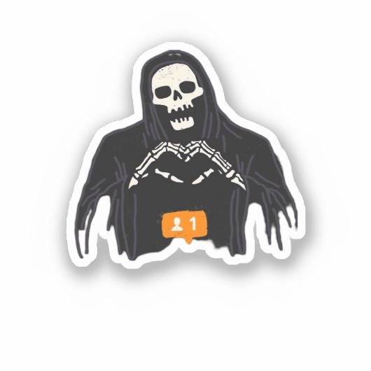 Skeleton Hand Heart Follower Classic Sticker (Voorkant)